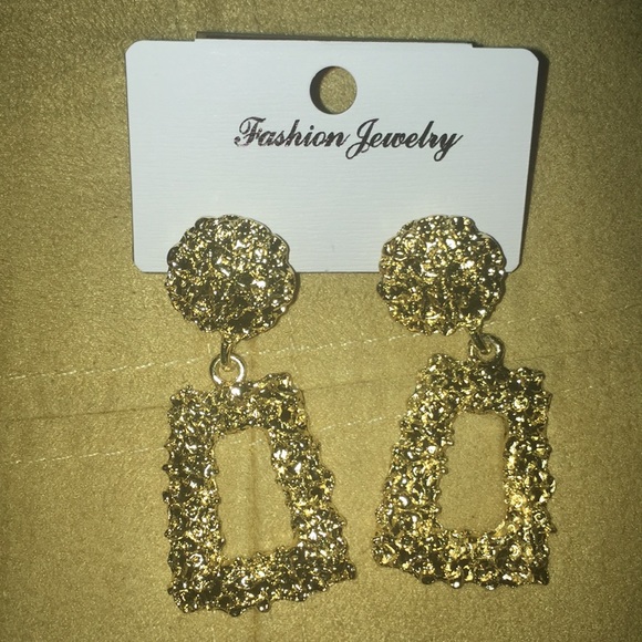 Gold Plated Door Knocker earrings. - Picture 1 of 2